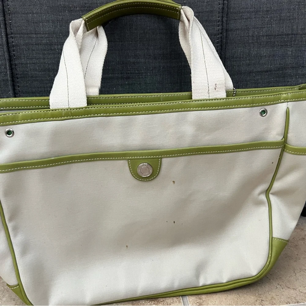Coach Cream and Green Tote Bag - Picture 3 of 15